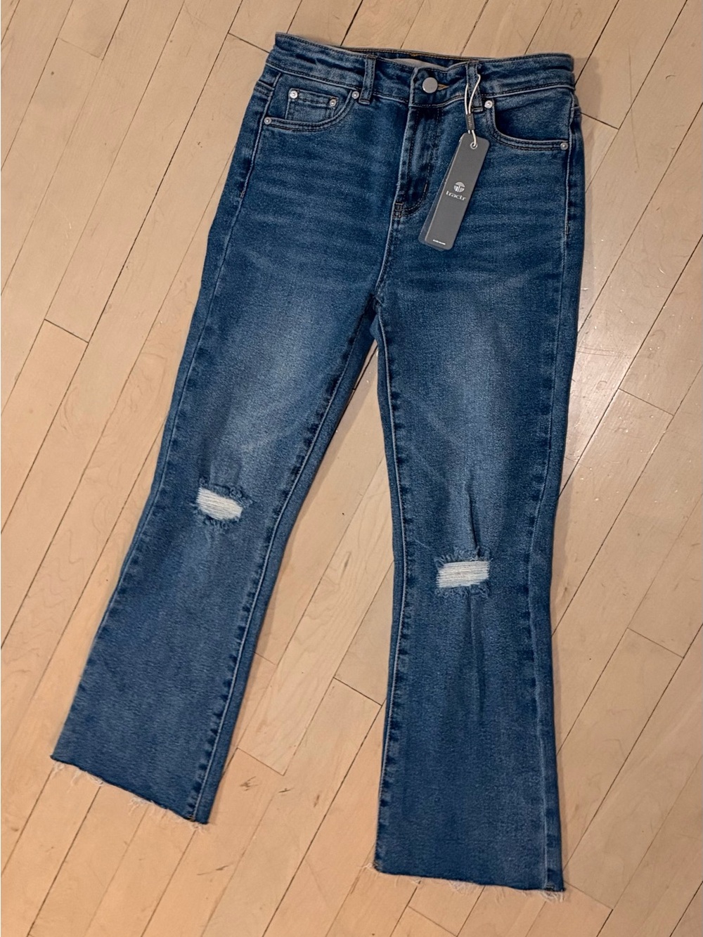 Girls 12 Tractr Kids Distressed Denim Flare Jeans
